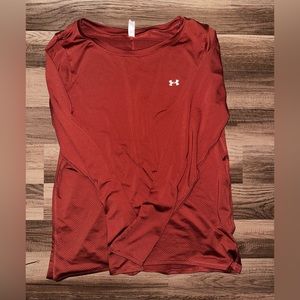 Under Armor Burnt Orange long sleeve Heat Gear Athletic top Size Large